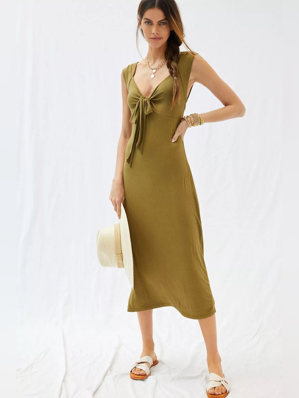 Anthropologie Tie-Front Midi Dress, Size XS